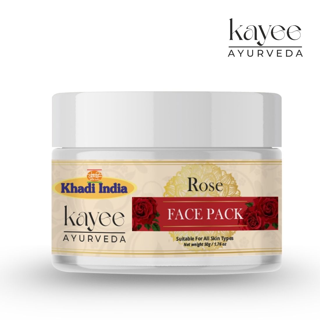 Kayee Ayurveda Rose Face Pack for Glowing Skin | Rose-Enriched Herbal Facial Mask for Normal, Dry & Combination Skin | Helps Cleanse Dirt, Excess Oil & Surface Buildup While Supporting Soft, Smooth & Healthy-Looking Skin