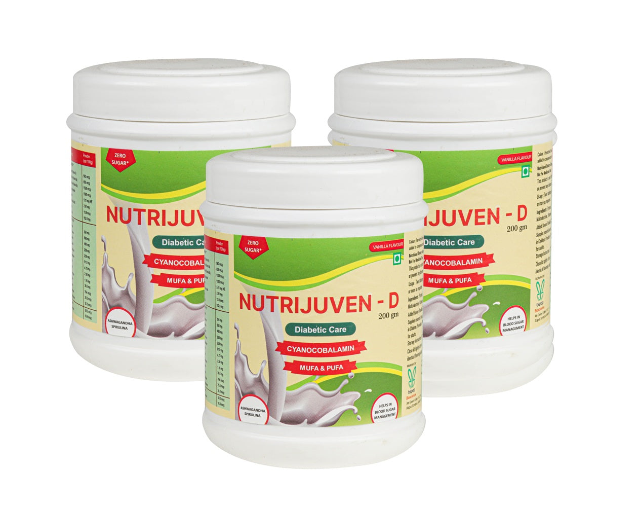 Nutrijuven - D Diabetic Care Powder (200gm Each) Zero Sugar Vanilla