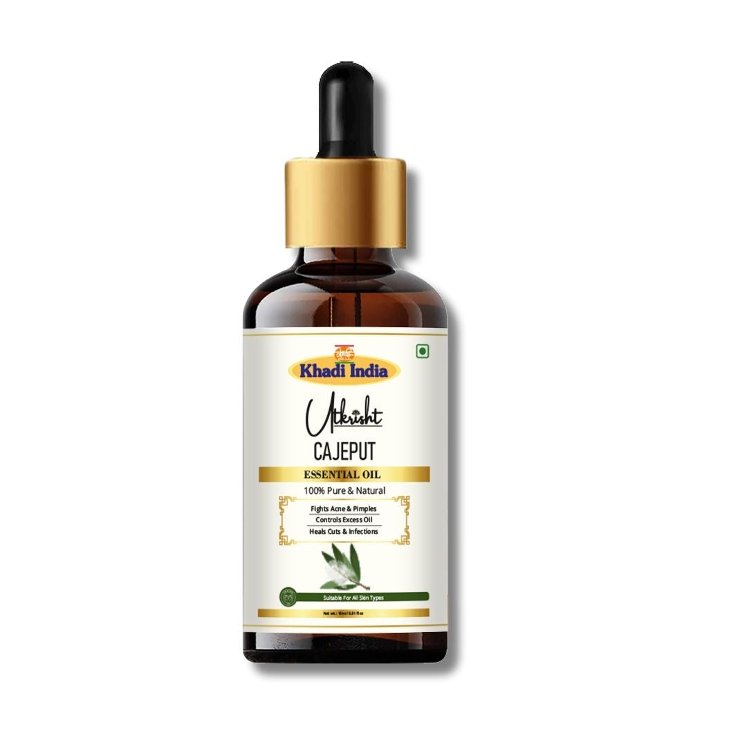 Khadi Cajeput Essential Oil | Pure & Natural Cajeput Oil for Body Massage & Aromatherapy | Refreshing Herbal Essential Oil for Respiratory Wellness & Muscle Care | 15 ml