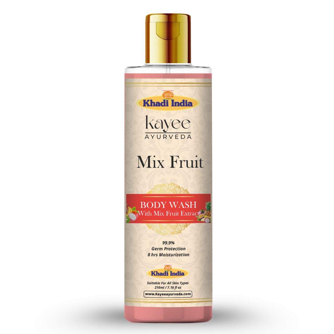 Kayee Ayurveda Mix Fruit Body Wash for Men & Women | Refreshing Fruity Shower Gel for Gentle Cleansing, Freshness & Soft Skin | Helps Remove Dirt, Sweat, Excess Oil & Impurities | Daily Bath & Body Care | 210 ml