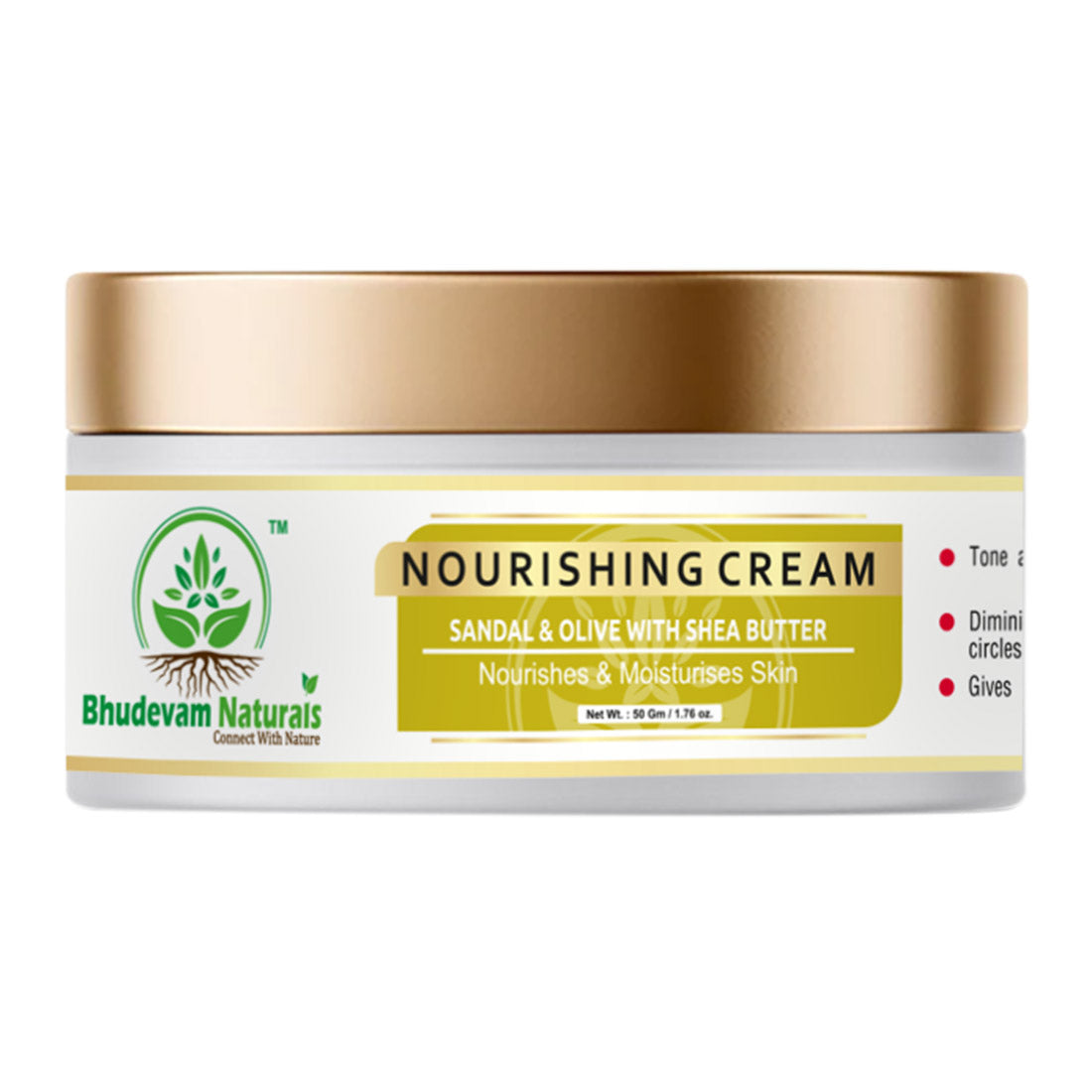 Bhudevam Naturals Khadi Sandal & Olive Face Nourishing Cream with Shea Butter – Deep Hydration Moisturizer for Soft & Glowing Skin- 50GM