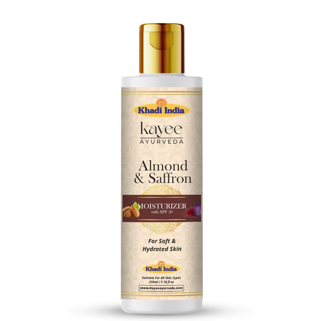 Kayee Ayurveda Almond Saffron Face Moisturizer, Nourishing Daily Facial Cream for Dry & Normal Skin, Helps Moisturize and Improve the Appearance of Dullness & Uneven Skin Tone, Women & Men | 210 ml
