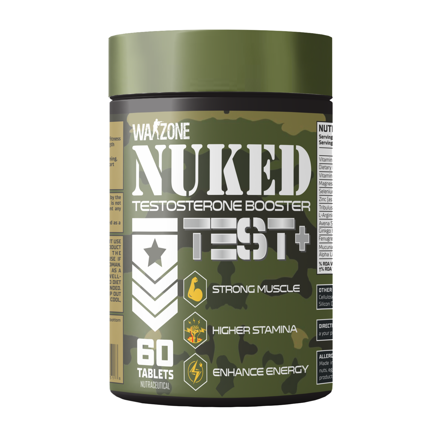Warzone Nuked Test+ Testosterone Booster Tablet - 60 Tablets