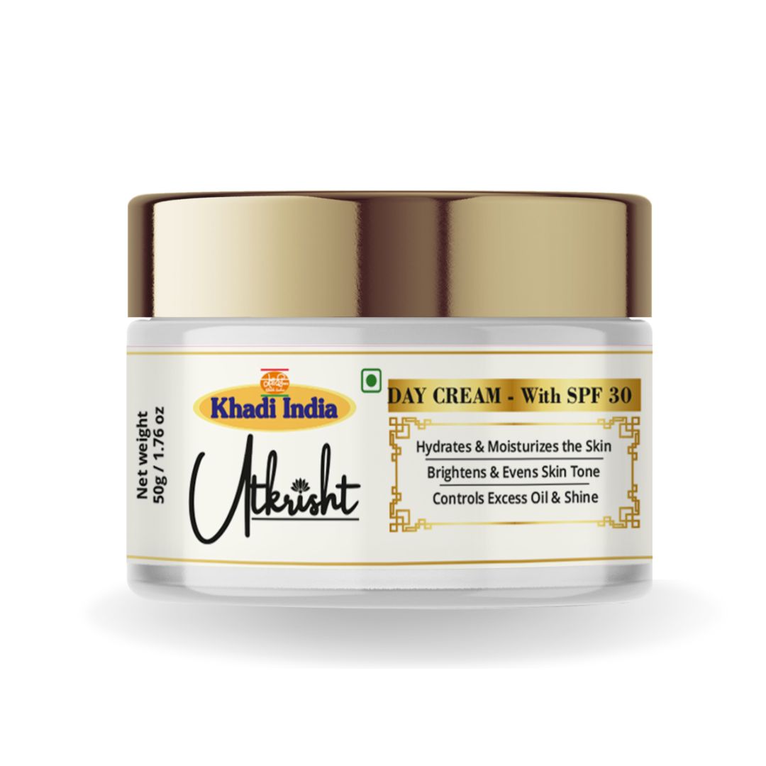 Utkrisht Khadi Pure Day Cream (50g) | Lightweight Hydration, SPF Sun Protection & Glowing Skin