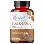 Raskam Natural Black Garlic Capsules Superfood Immunity Booster - Heart & Weight Management - Detox Antioxidant Supplement (60 Veg Capsules)