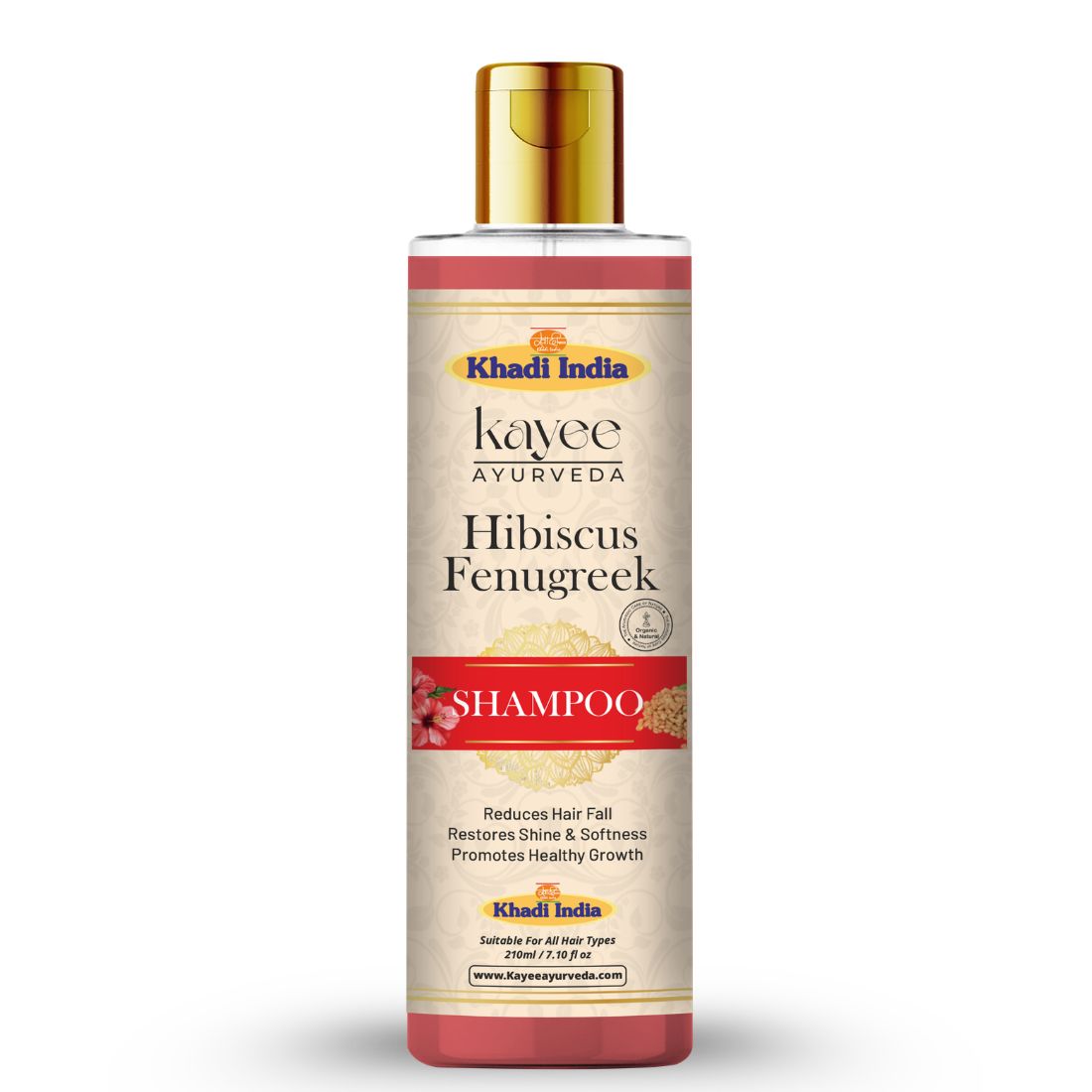 Kayee Ayurveda Hibiscus Fenugreek Shampoo for Hair Growth & Hair Fall Care | Herbal Shampoo with Hibiscus & Fenugreek for Scalp Cleansing, Hair Nourishment, Strength, Smoothness & Natural Shine | 210 ml