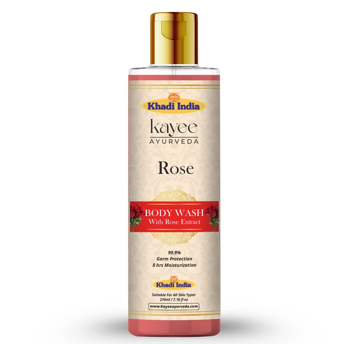 Kayee Ayurveda Rose Body Wash for Men & Women | Herbal Rose Shower Gel for Gentle Cleansing, Freshness & Soft Skin | Helps Remove Dirt, Sweat, Excess Oil & Impurities | Refreshing Daily Bath & Body Care | 210 ml