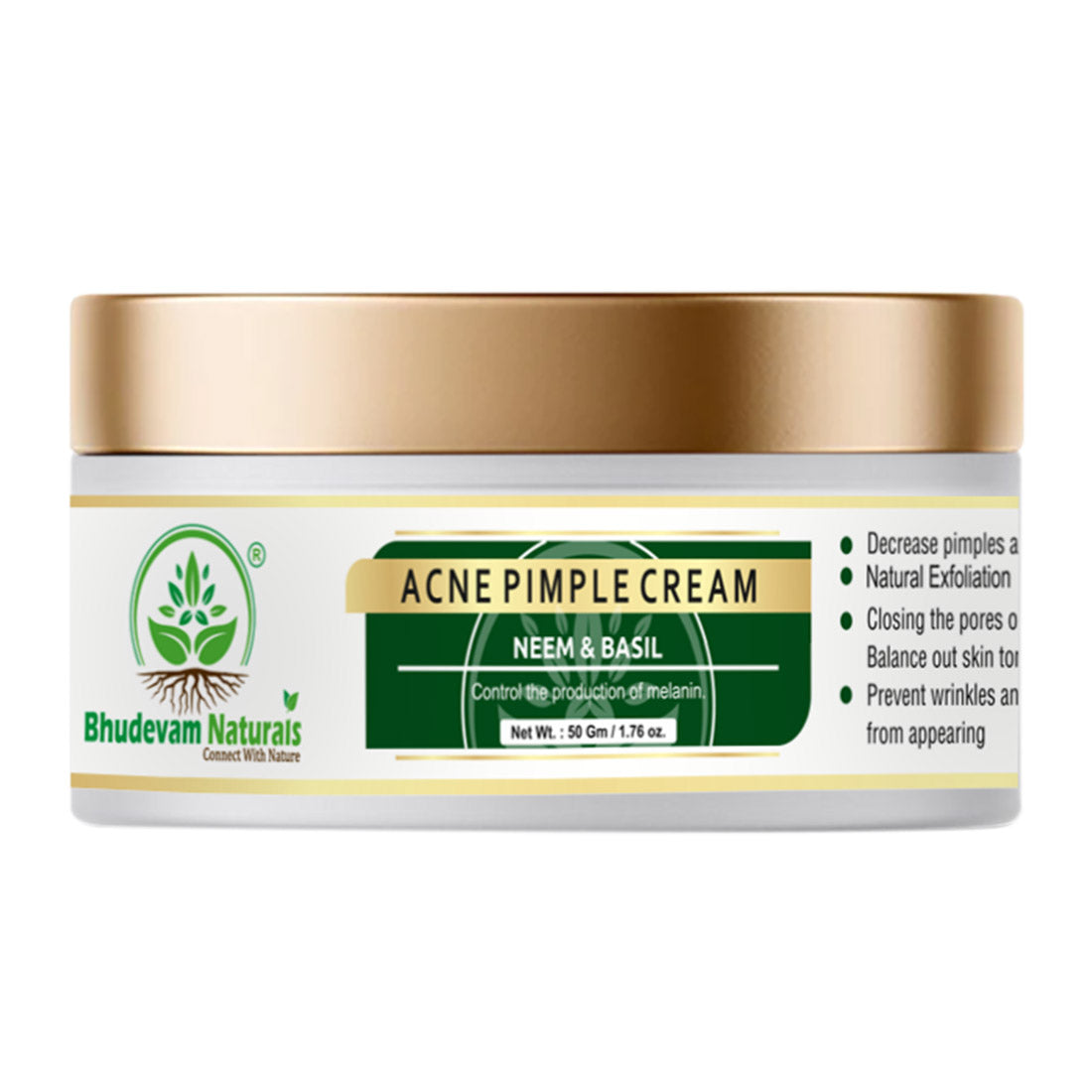 Bhudevam Naturals Khadi Acne Pimple Cream for Fast Acting Spot Treatment for Pimples, Acne & Breakouts- 50GM