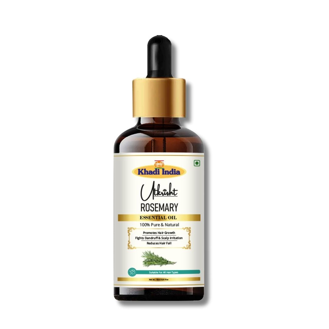 Khadi Rosemary Essential Oil | Pure & Natural Rosemary Oil for Hair & Scalp Care | Herbal Essential Oil for Hair Fall & Dandruff Care | Scalp Nourishing & Aromatherapy Oil | 15 gm