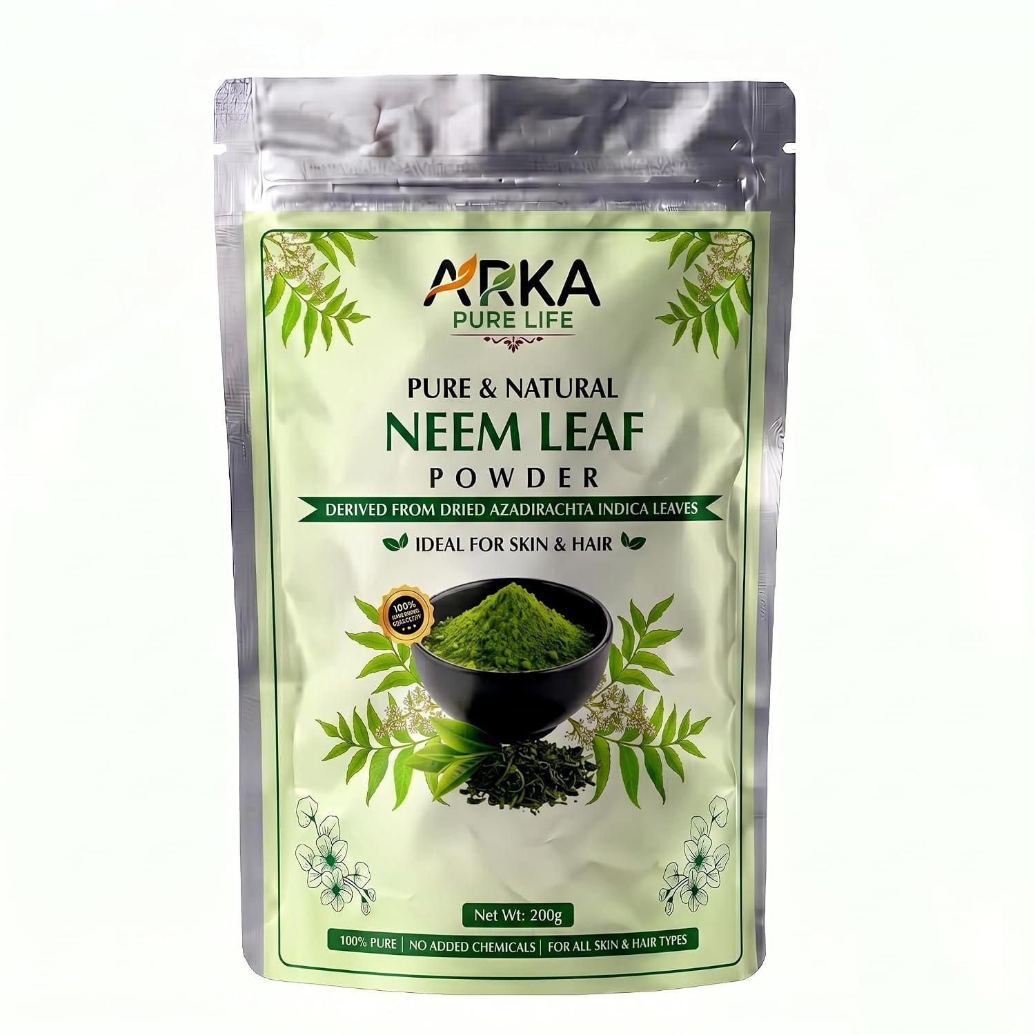 Arka Pure Life Natural Neem Leaf Powder – Herbal Face & Hair Care Powder for Skin Cleansing, Scalp Care & Healthy-Looking Skin – 200g