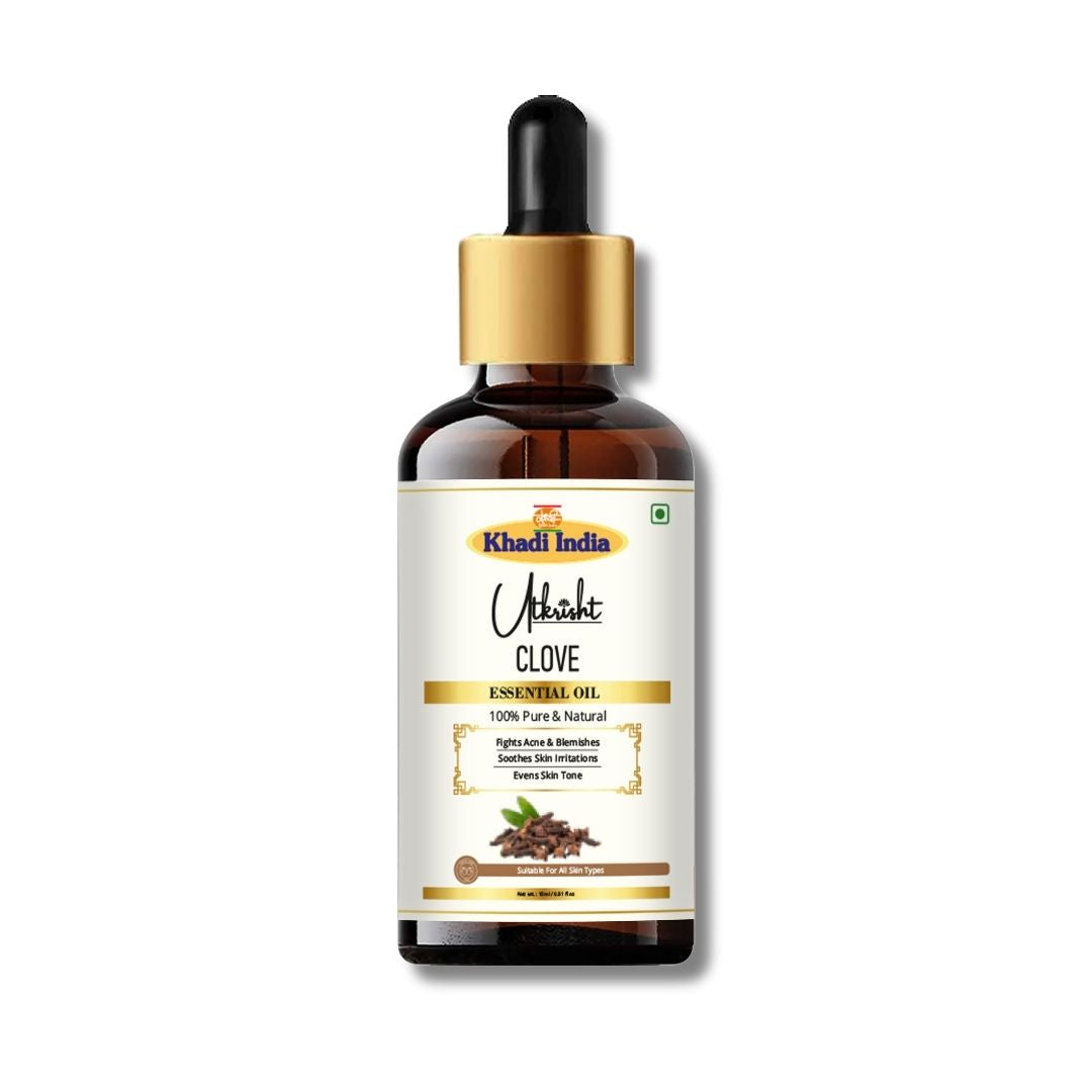 Khadi Clove Essential Oil | Pure & Natural Clove Oil for Body Massage & Aromatherapy | Warming Herbal Essential Oil for Oral Care Routines & Relaxation | 15 ml`