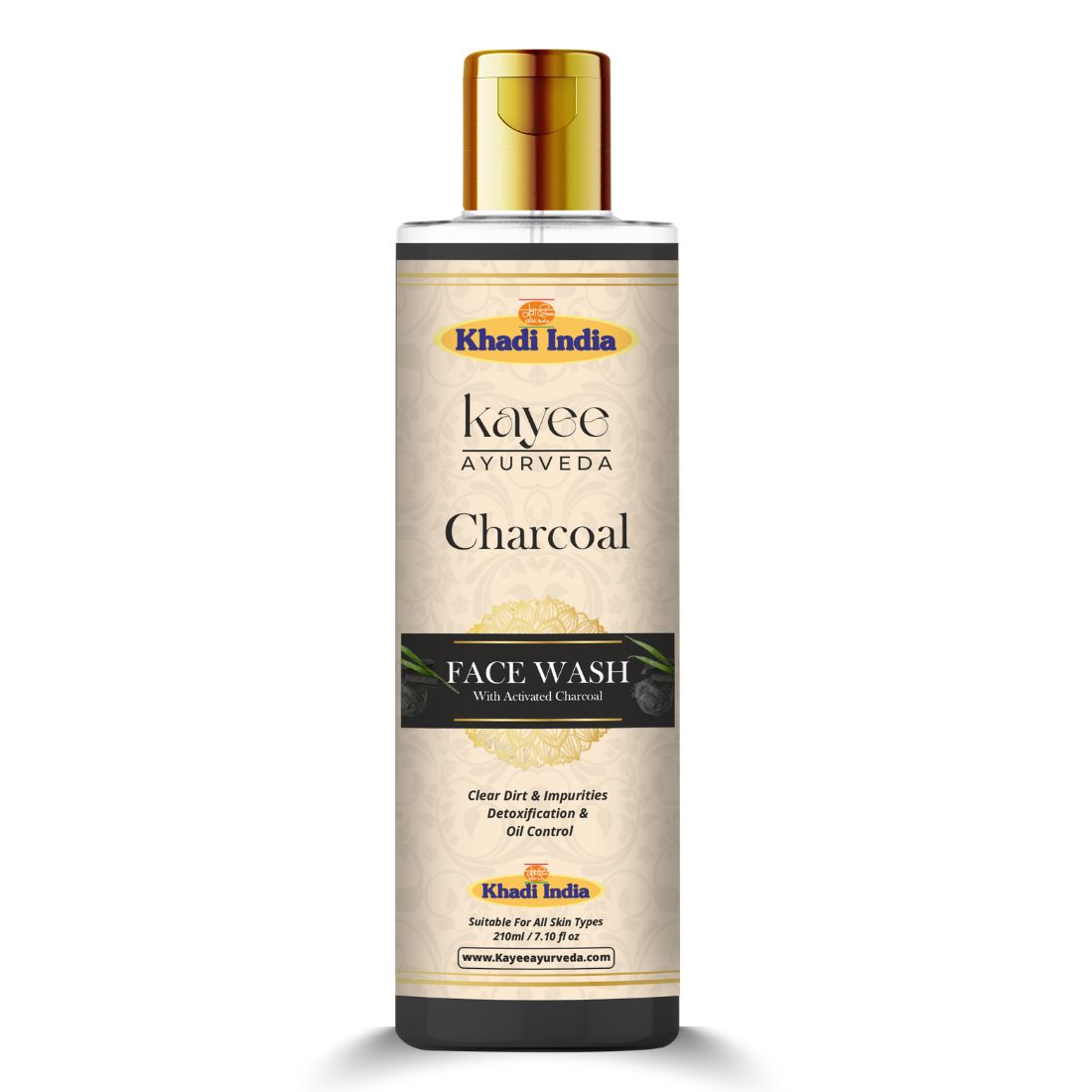 Kayee Ayurveda Activated Charcoal Face Wash for Oily & Combination Skin | Deep Pore Cleansing Facial Cleanser | Helps Remove Excess Oil, Dirt, Sweat & Daily Impurities While Leaving Skin Fresh, Soft & Refreshed | 210 ml