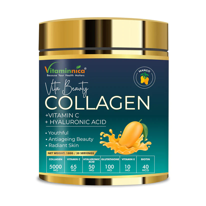 Vitaminnica Vita Beauty Collagen Powder - Mango Type I & III Peptides, 30 Servings