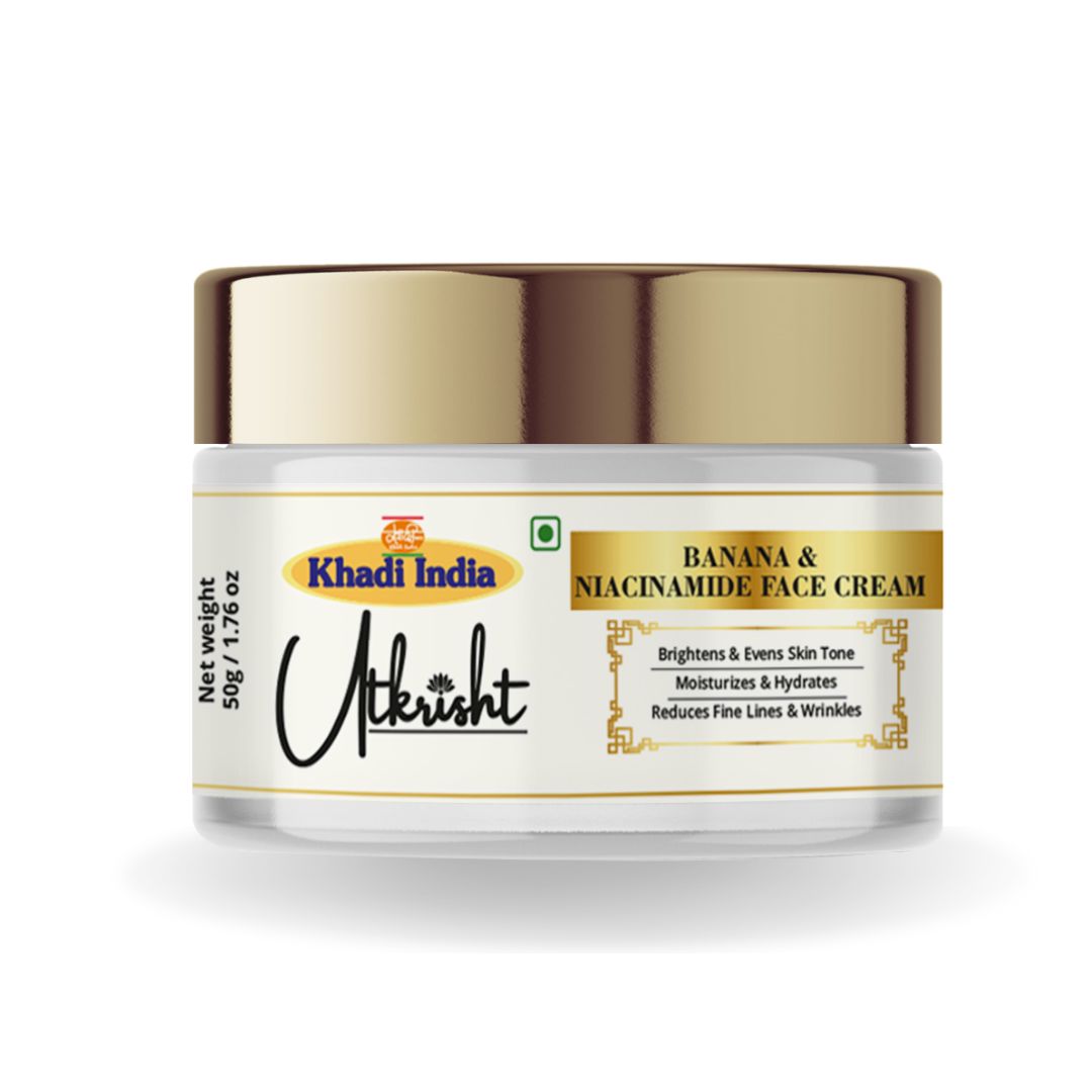 Khadi Essentials Banana & Niacinamide Skin Brightening Face Cream (50g) | For Glowing Skin, Dark Spots & Uneven Tone