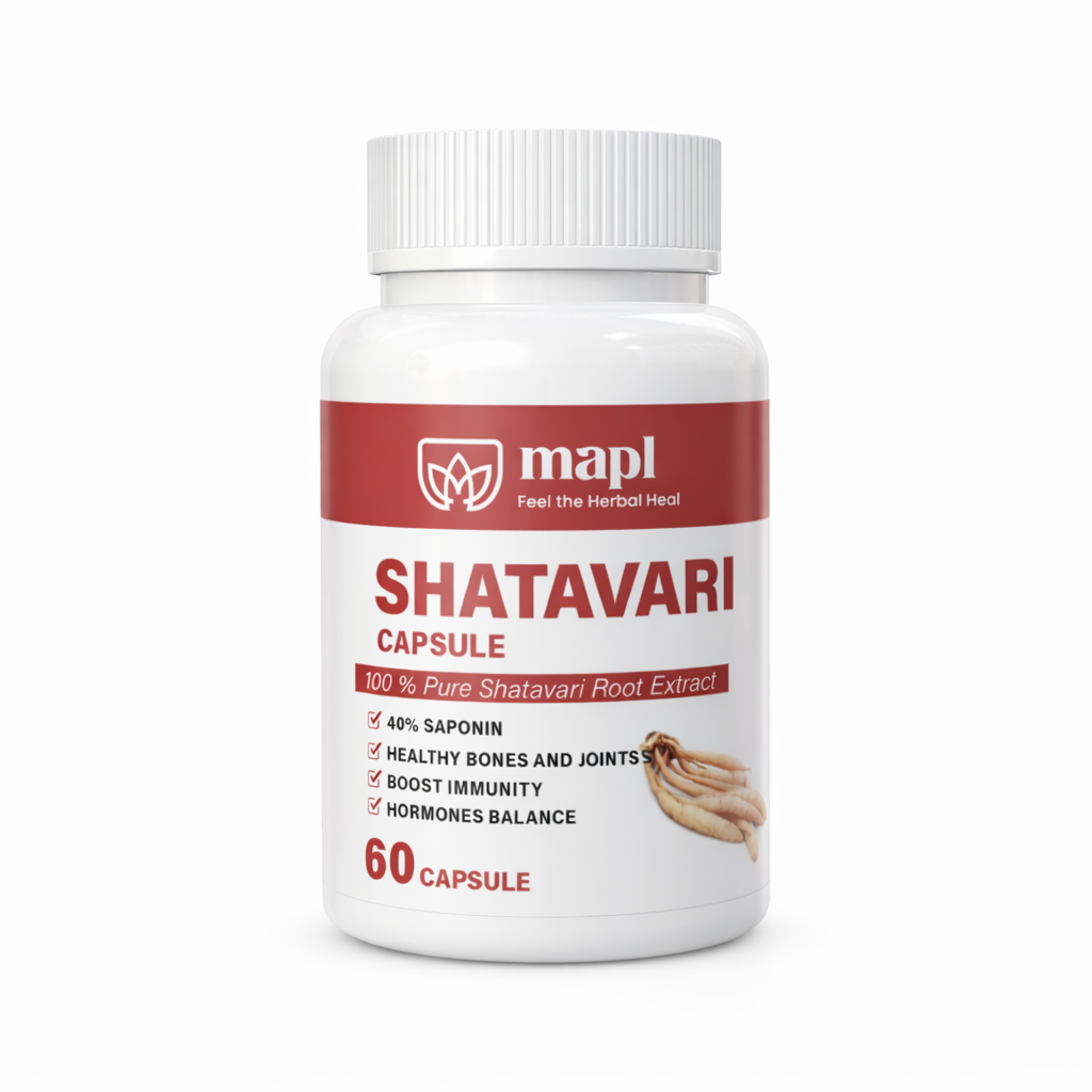 MAPL Shatavari Capsules | Organic Ayurvedic Supplement for Women | Supports Hormonal Balance, Stress Resistance, Immunity & Vitality | 60 Capsules