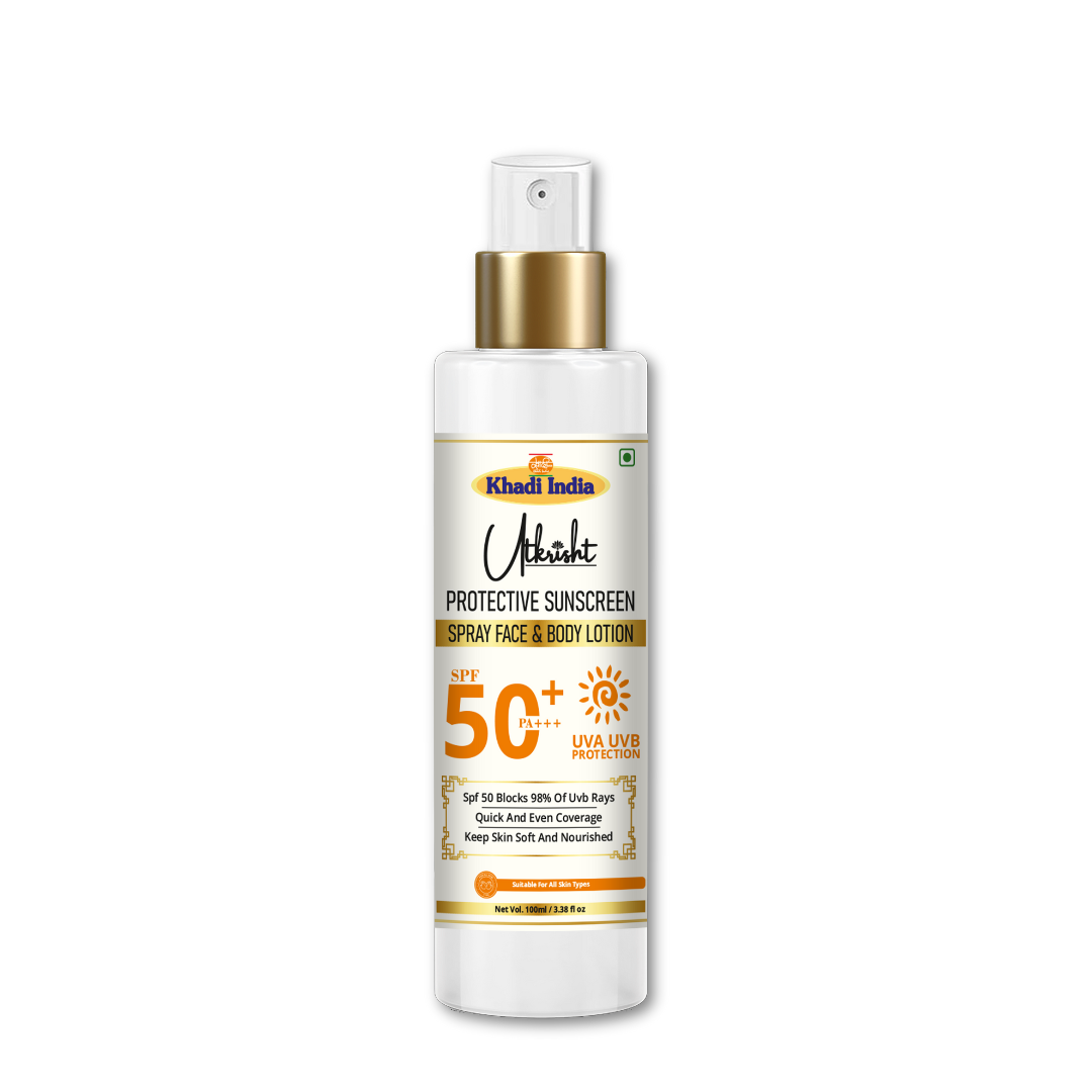 Khadi SPF 50 Sunscreen Spray | Broad Spectrum UVA & UVB Sun Protection | Water-Resistant, Non-Greasy & Quick-Absorbing Sunblock Spray | For Face & Body | 100 ml