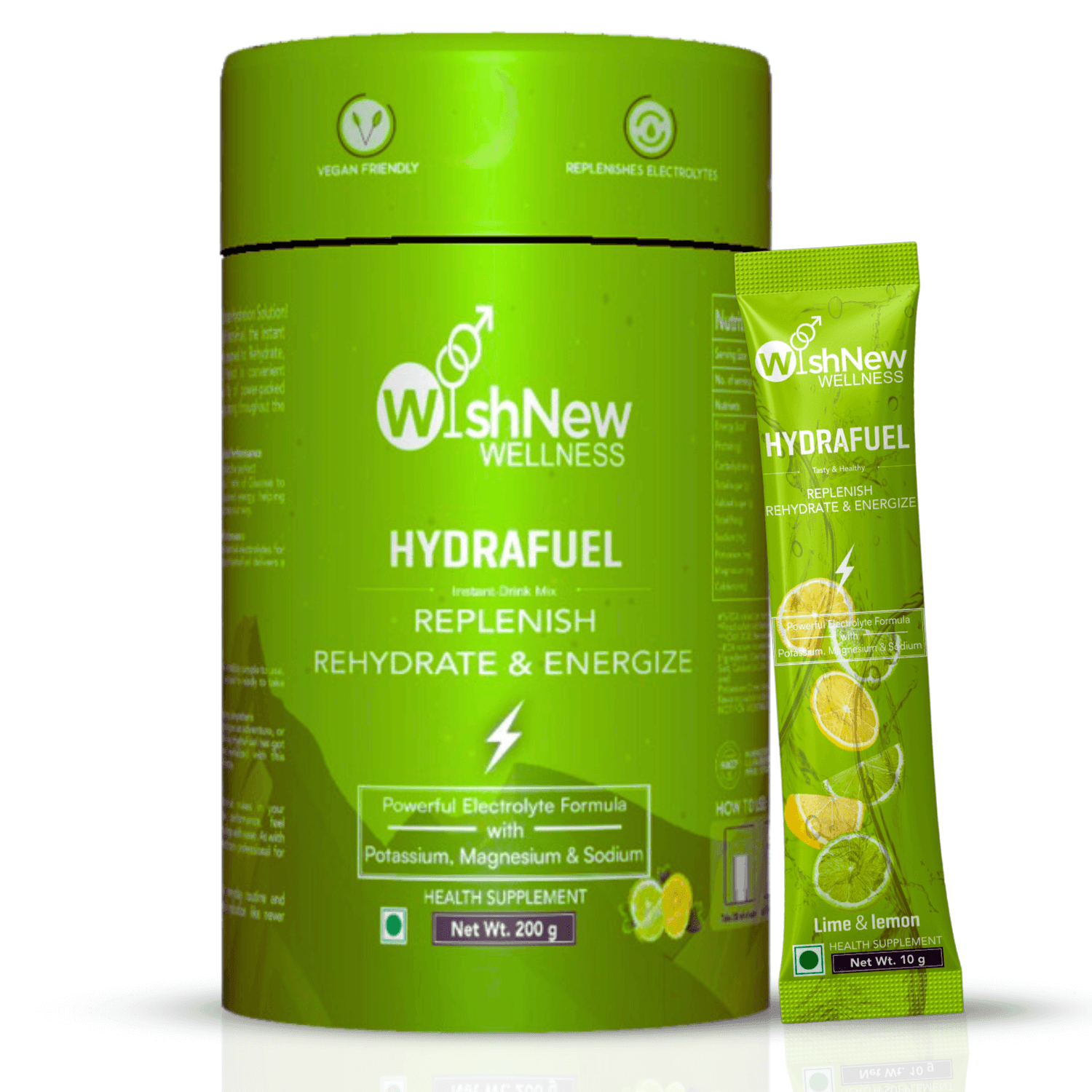 WishNew Wellness Hydrafuel Instant Energy Drink Mix Sachet Orange (10gm Each)