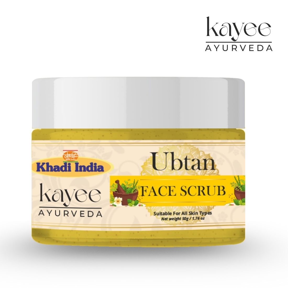 Kayee Ayurveda Ubtan Face Scrub for Glowing & Smooth Skin | Herbal Ayurvedic Ubtan Facial Scrub for Gentle Exfoliation, Deep Cleansing & Dead Skin Removal | Helps Remove Dirt, Excess Oil & Impurities for Soft, Fresh & Radiant-Looking Skin
