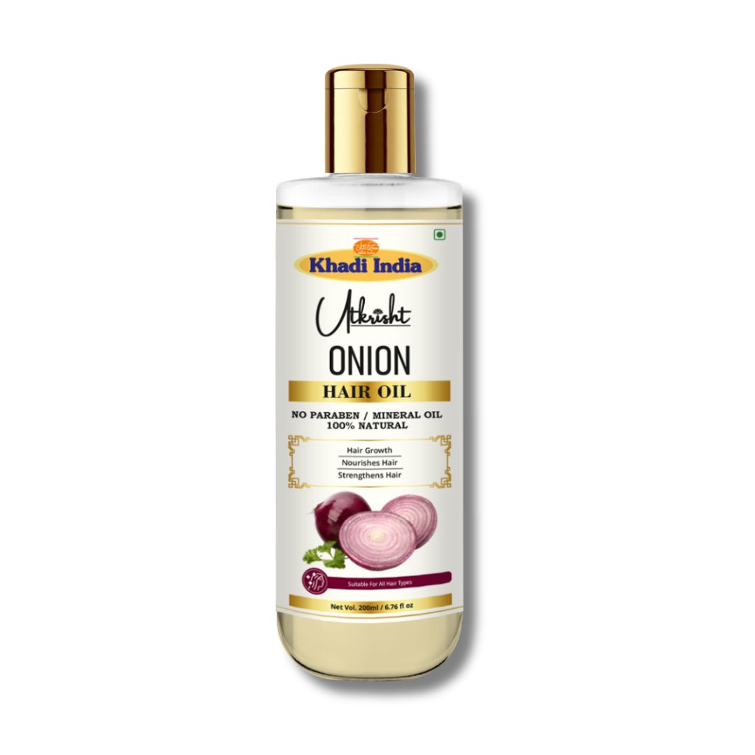 Utkrisht Khadi Pure Onion Hair Oil | For Hair Fall Control, Hair Growth & Scalp Nourishment