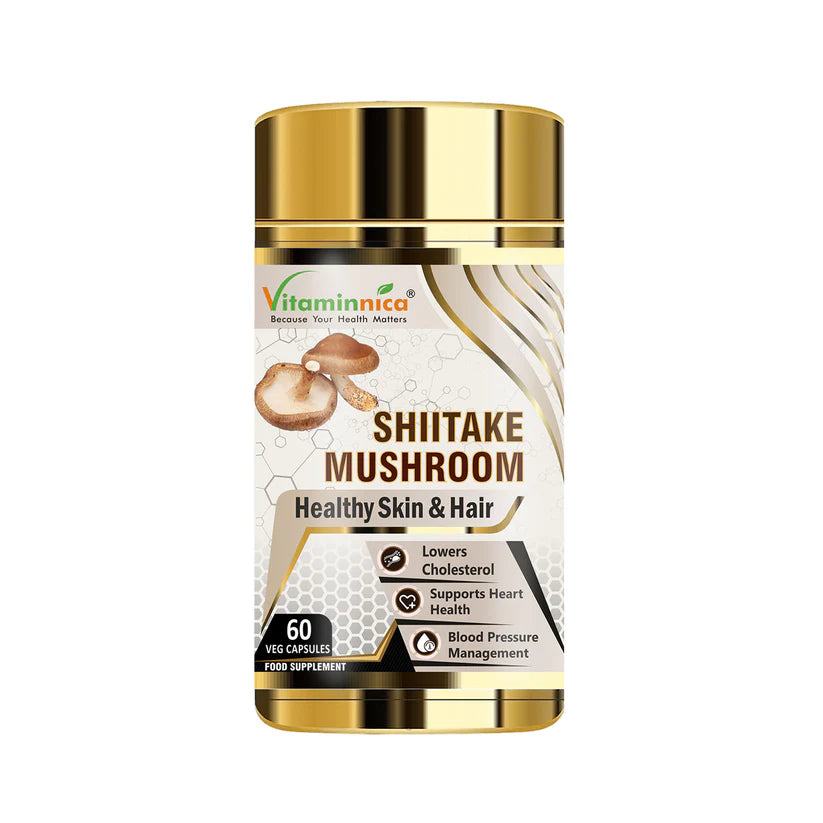Vitaminnica Shiitake Mushroom Capsules - Immune Boost & Cardiovascular Health, 60 Count