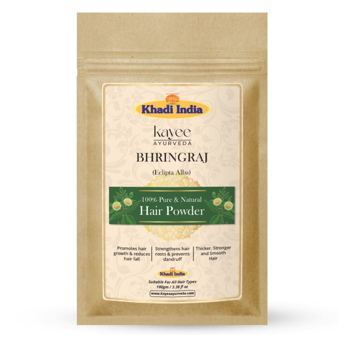 Kayee Ayurveda Bhringraj Hair Powder for Hair & Scalp Care | Herbal Bhringraj Powder for Hair Nourishment, Conditioning & Scalp Care | Helps Support Strong, Soft, Smooth & Healthy-Looking Hair | 100 g