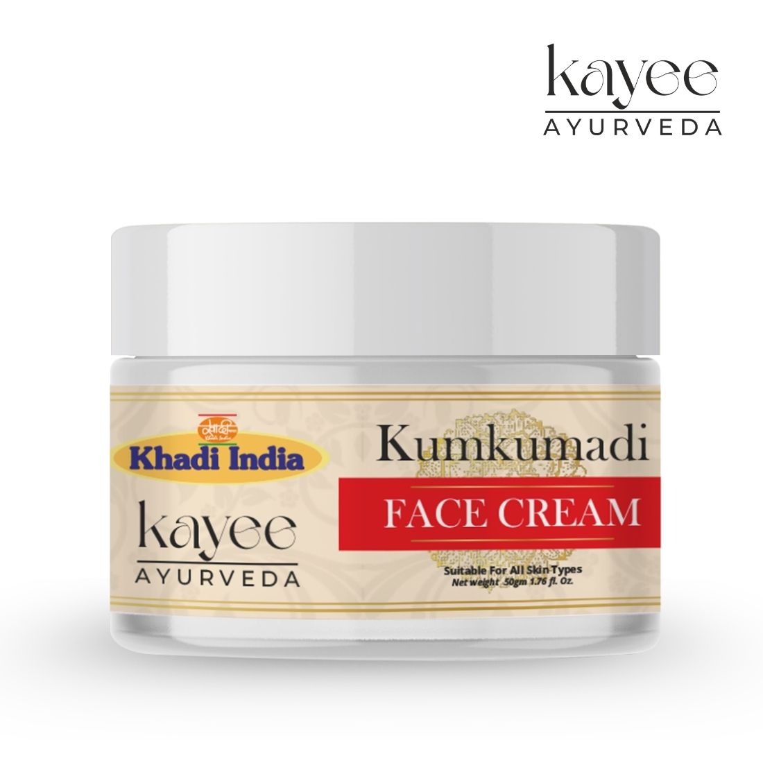 Kayee Ayurveda Kumkumadi Face Cream, Ayurvedic-Inspired Facial Moisturizer for Soft, Smooth & Radiant-Looking Skin, Helps Improve the Appearance of Dullness, Uneven Tone & Dryness, Daily Face Care | 50 g