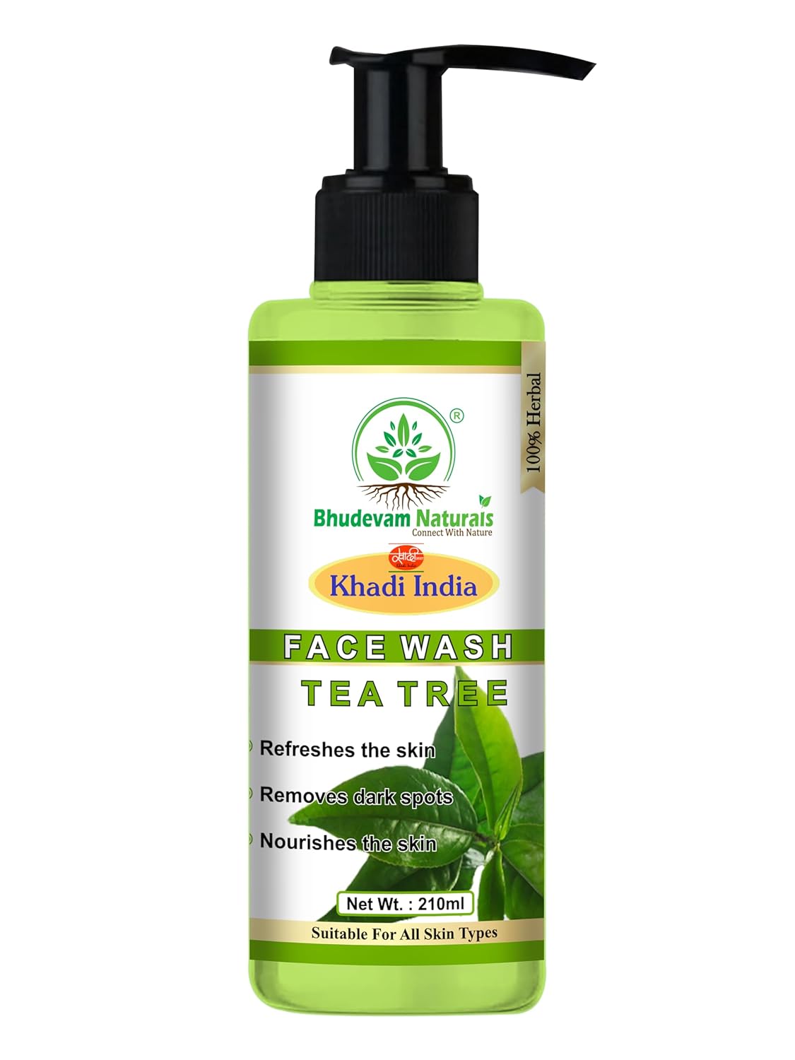 Bhudevam Naturals Khadi Tea Tree Face Wash – Anti-Pimple, Anti-Blemish & Refreshing Formula- 210ML