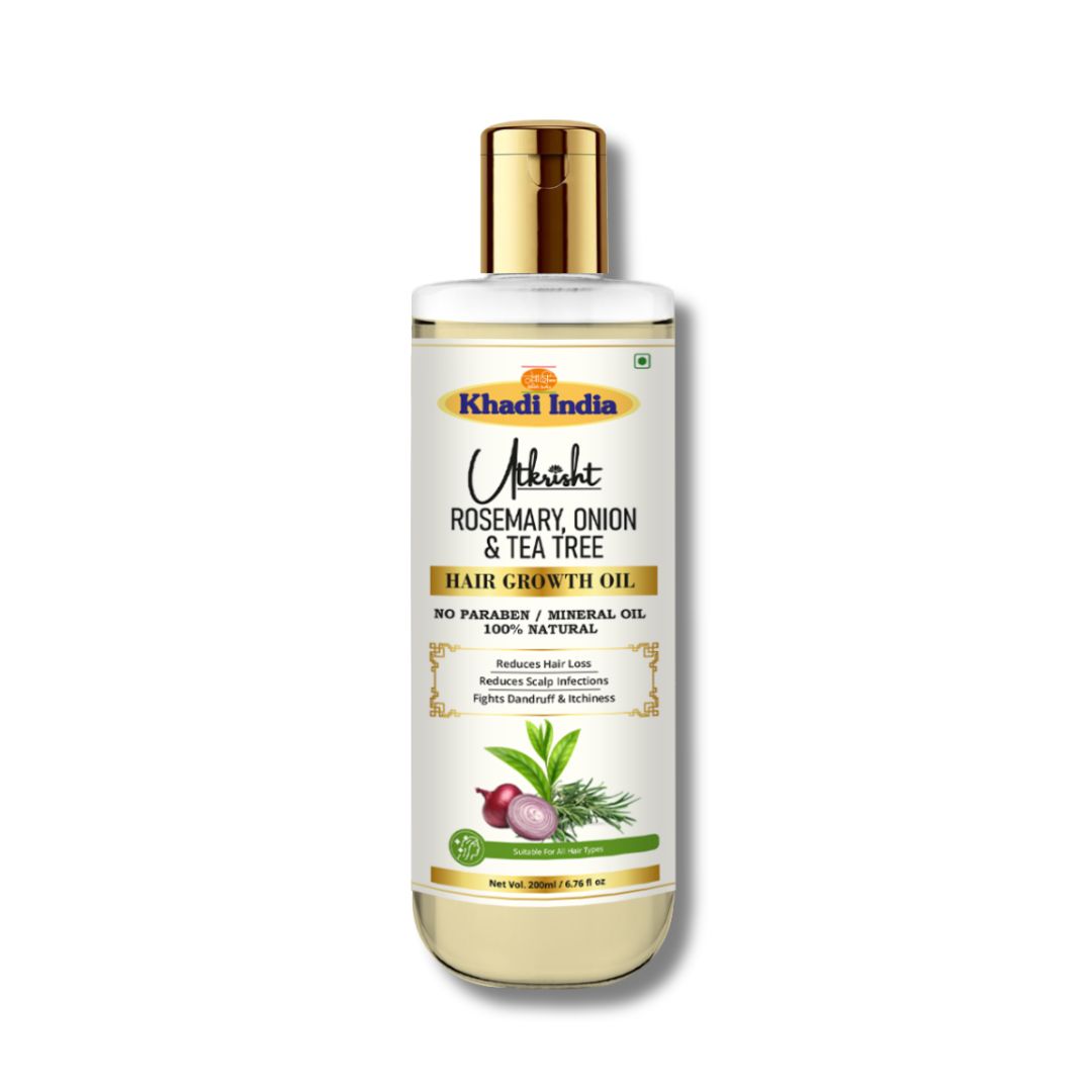 Utkrisht Khadi Pure Rosemary & Onion Hair Oil | Dual-Action Power for Hair Growth, Hair Fall Control & Scalp Nourishment