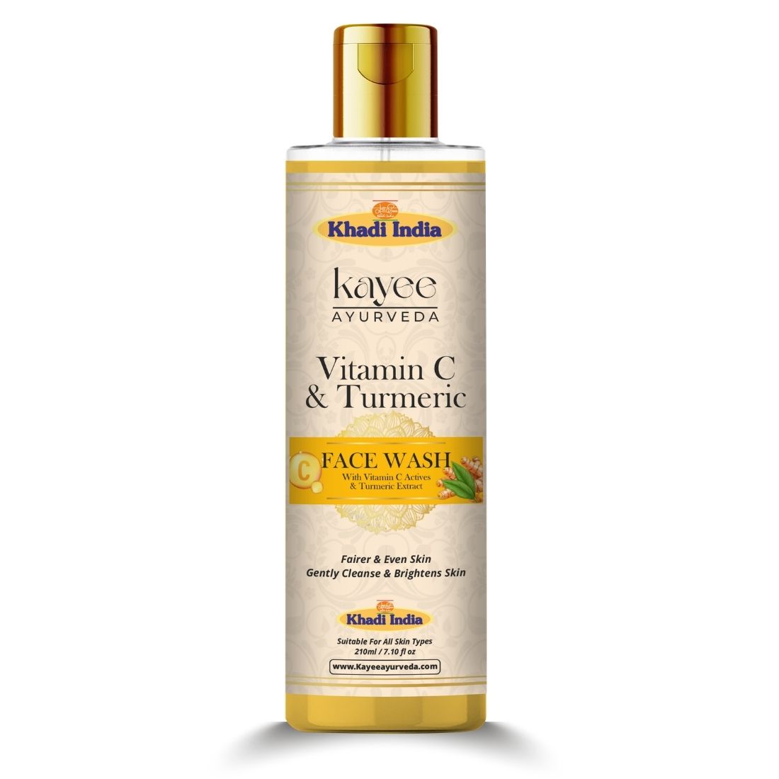 Kayee Ayurveda Vitamin C Turmeric Face Wash for Glowing Skin | Herbal Facial Cleanser with Vitamin C & Haldi | Helps Cleanse Dirt, Pollution, Excess Oil & Daily Impurities While Supporting a Fresh, Bright & Healthy-Looking Complexion | 210 ml