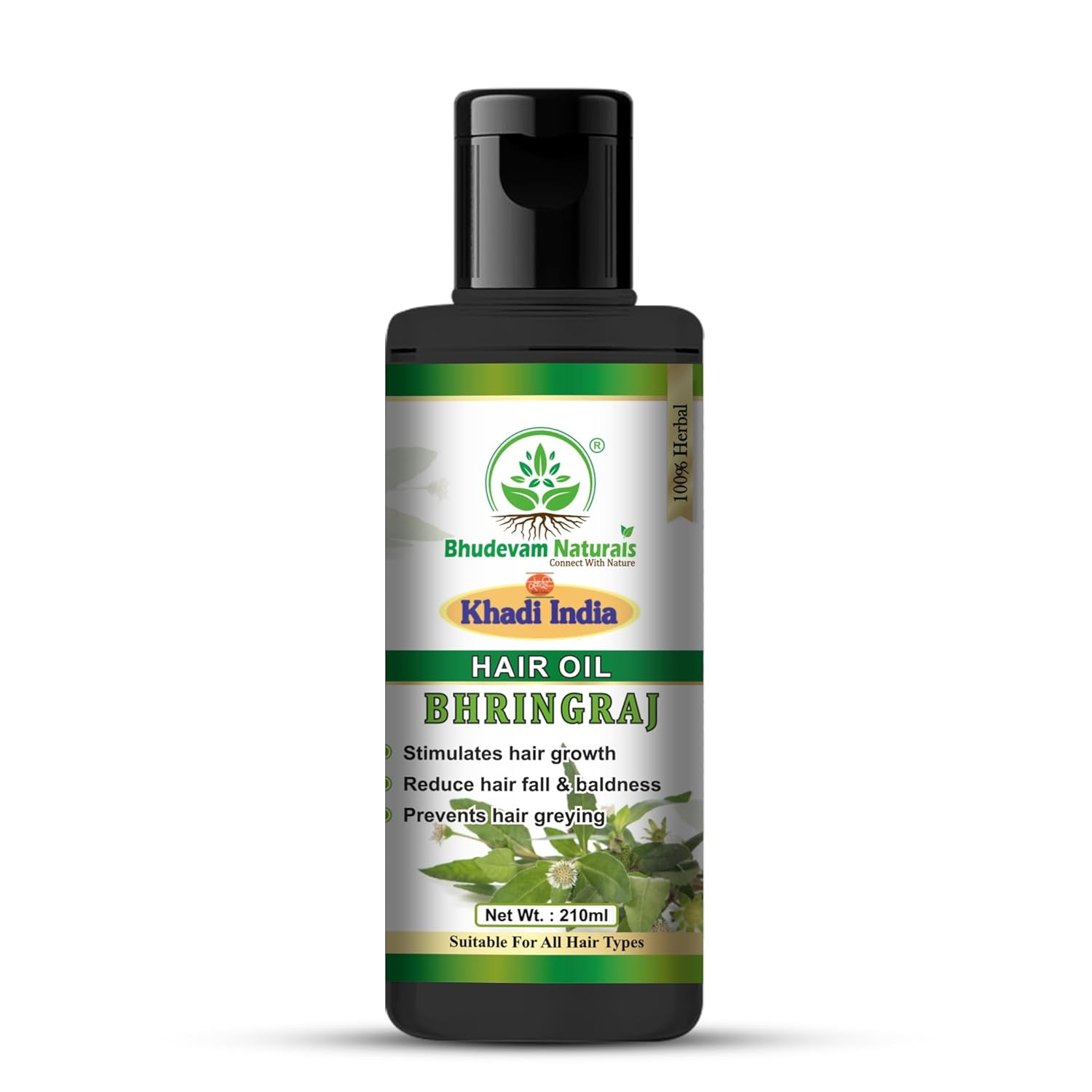Bhudevam Naturals Khadi Amla & Bhringraj Hair Oil – Scalp Care & Hair Fall Control Solution- 210ML