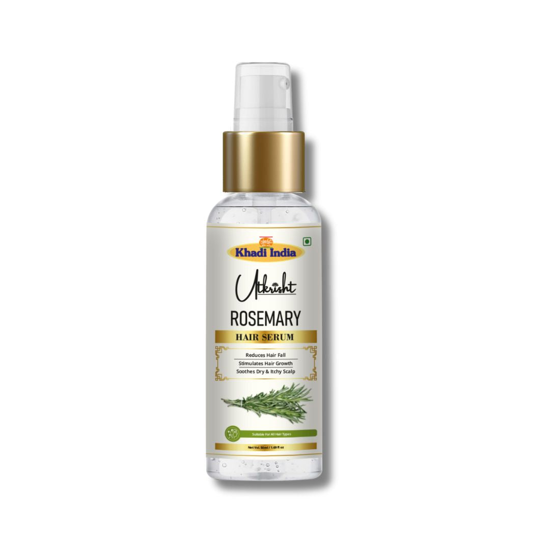 Khadi Rosemary Hair Serum for Hair Growth & Anti Hair Fall | Non-Sticky Leave-In Serum | Controls Frizz, Strengthens Hair With Rosemary Extract & Vitamin E For Men & Women - 50GM