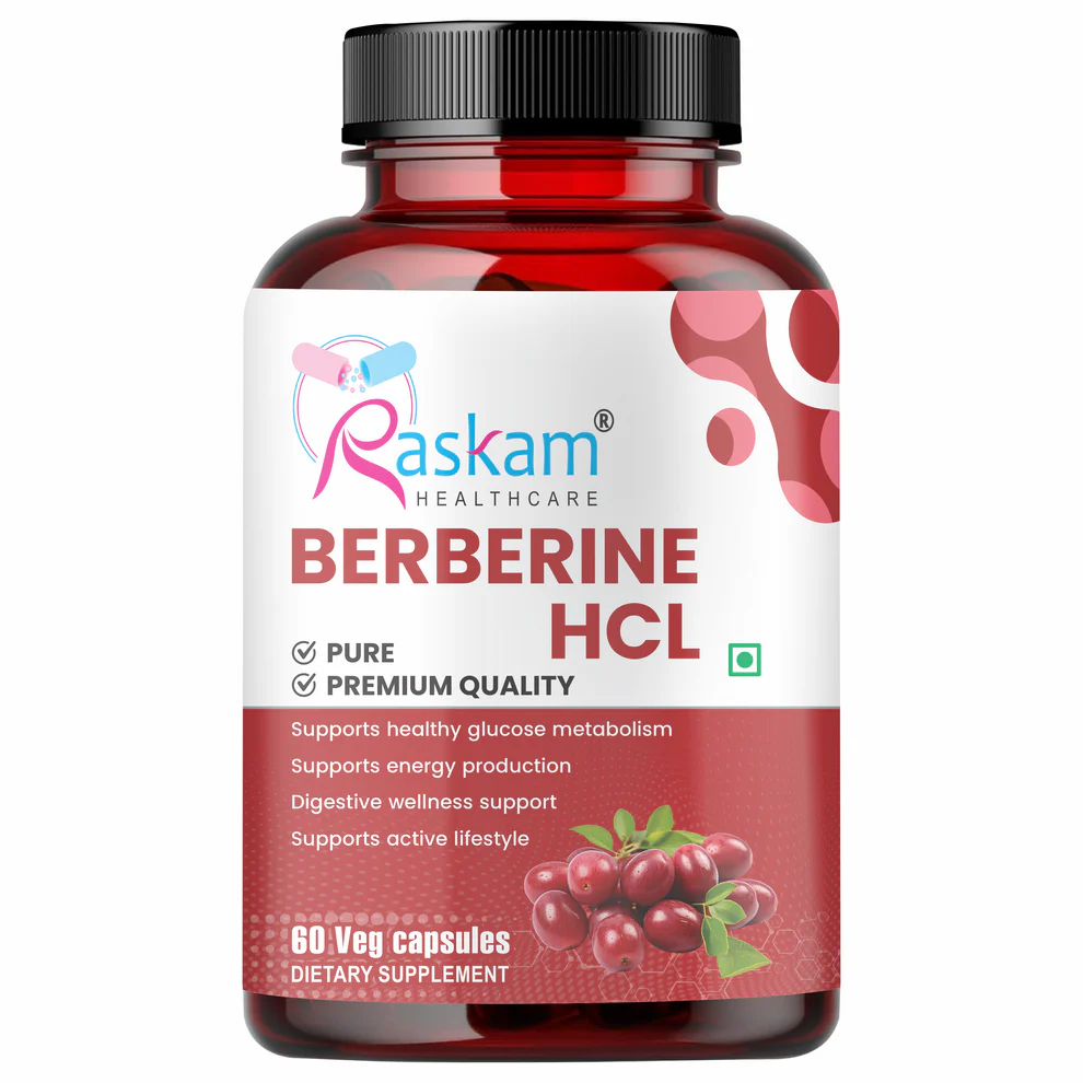 Raskam Berberine HCL 1200mg Capsules with Ceylon Cinnamon | Blood Sugar Support | Metabolism Booster | Supports Digestive Wellness | Heart Health Support | Rich in Antioxidants | 60 Vegetarian Capsules