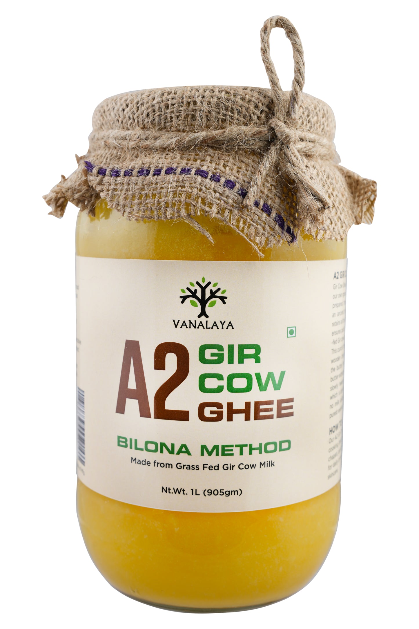Vanalaya A2 Gir Cow ghee from A2 Milk Prepared by Traditional Bilona Method