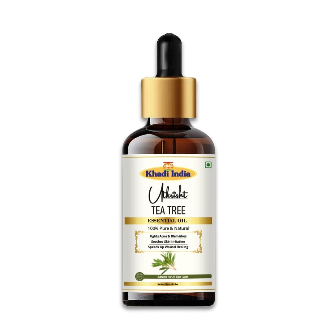 Khadi Tea Tree Oil – Therapeutic Grade Essential Oil for Skin Care, Hair Growth & Diffuser