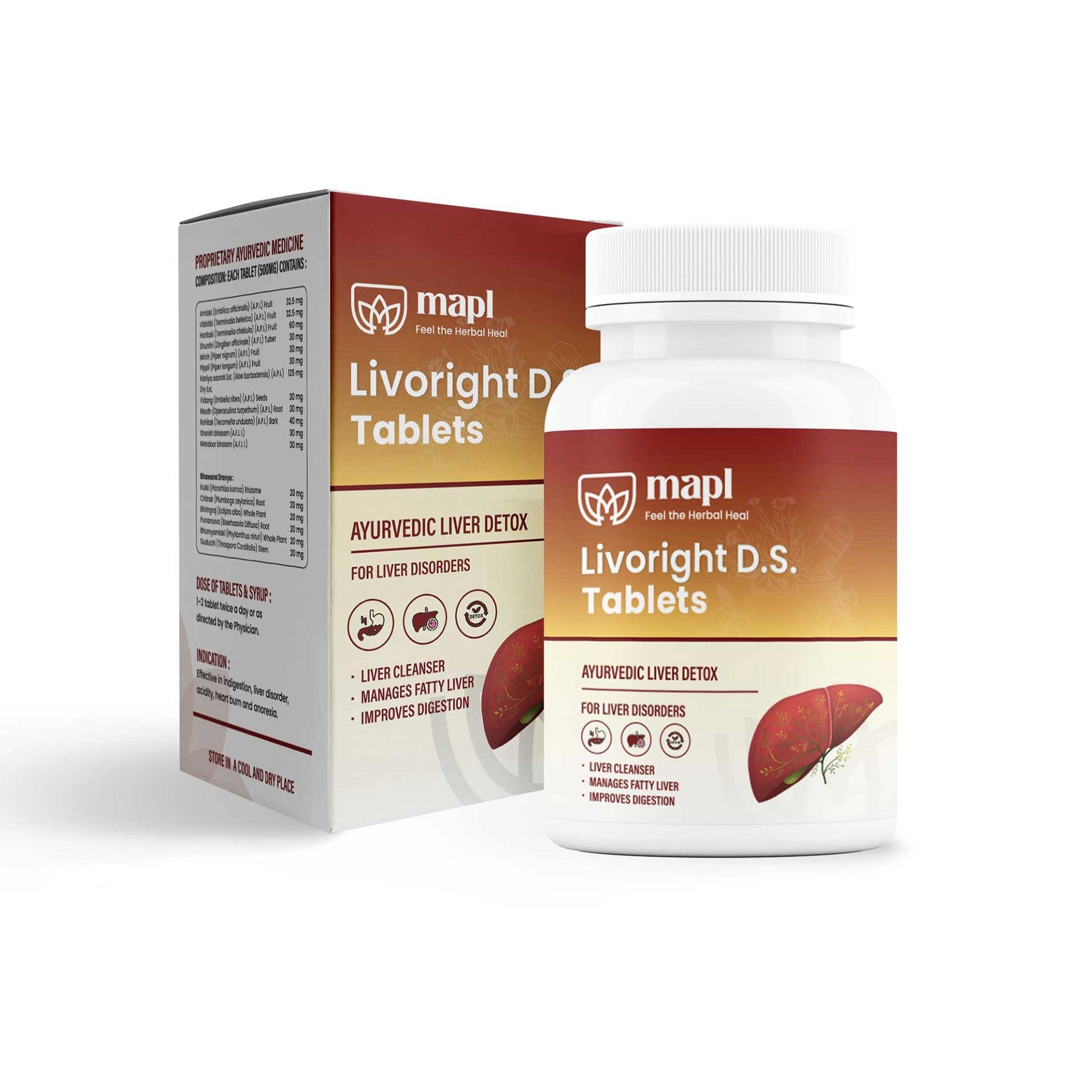 MAPL Livoright DS Tablets | Ayurvedic Liver Support & Detox | Supports Fatty Liver, Energy, Digestion & Vitality | Lab-Tested Natural Formula | 60 Tablets