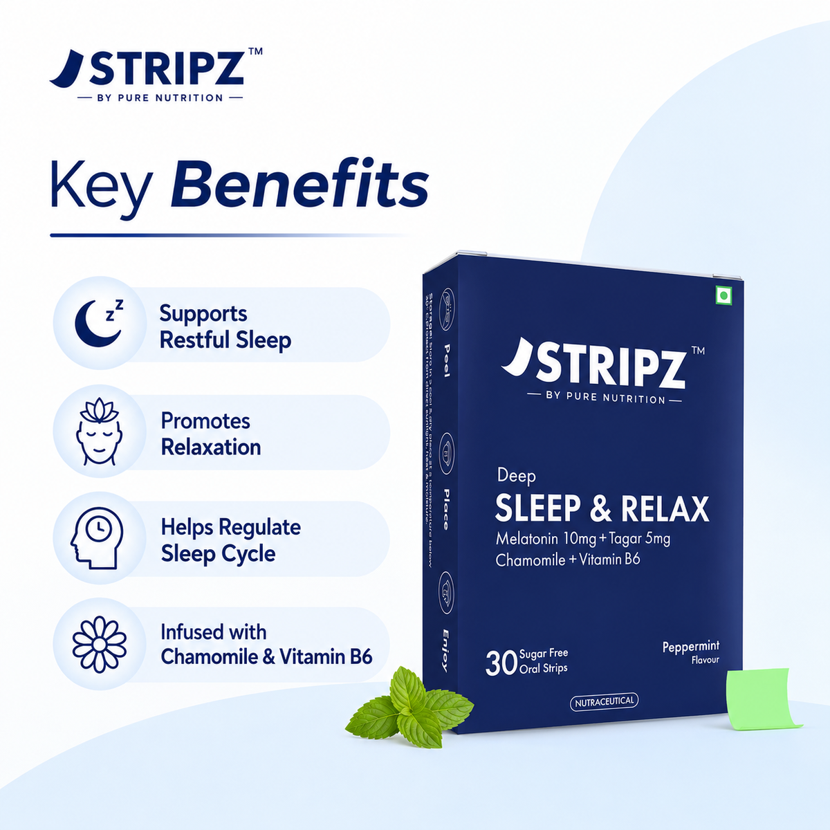 Pure Nutrition Melatonin 10mg + Vitamin B6 1.9mg, 30 ODS | Sleep & Relaxation Support