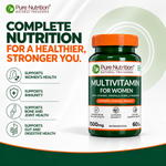 प्योर न्यूट्रिशन मल्टीविटामिन फॉर वीमेन (1500mg), 60 वेज टैबलेट, बायोटिन, आयरन, अल्फाल्फा, मोरिंगा, जिनसेंग, मेथी और ग्रीन टी के साथ | रोग प्रतिरोधक क्षमता, ऊर्जा, सहनशक्ति, हड्डियों और संपूर्ण स्वास्थ्य में सहायक है