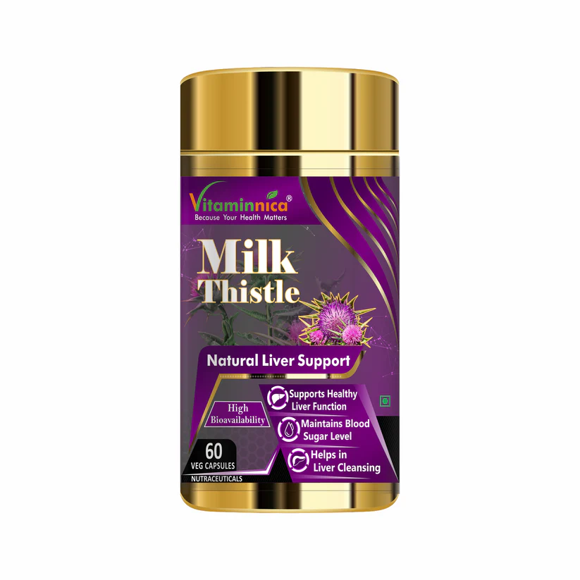Vitaminnica Milk Thistle Capsules - Standardized Liver Support & Detox Cleanse, 60 Count