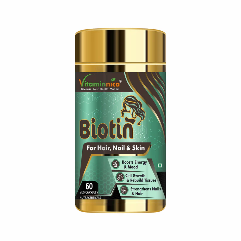 Vitaminnica Biotin Capsules - Hair Growth, Glowing Skin & Nail Strength Support, 60 Count