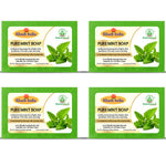 Bhudevam Naturals Khadi Mint Soap for Bath – Cooling Effect, Antibacterial Body Soap, Keeps Skin Fresh & Clean All Day - 500GM (Pack of 4)