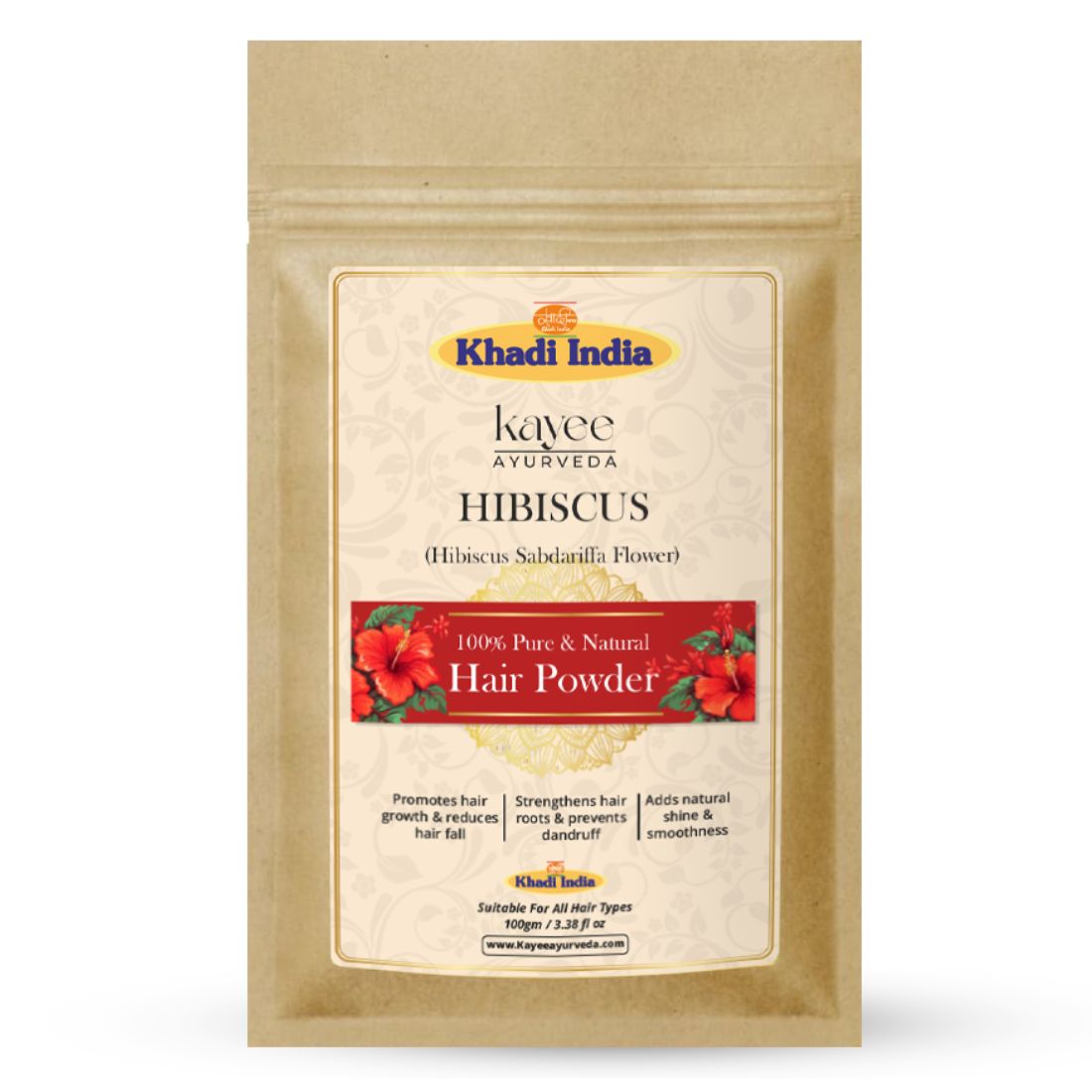 Kayee Ayurveda Hibiscus Hair Care Powder, Herbal Hibiscus Powder for Hair Nourishment & Conditioning, Helps Maintain Smooth, Soft, Manageable & Healthy-Looking Hair, Traditional Herbal Hair Care | 100 g