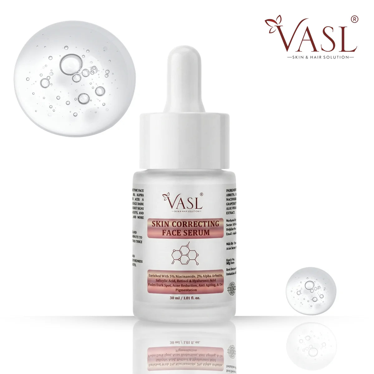 VASL Skin Correcting Face Serum - 5% Niacinamide & 2% Alpha Arbutin, 30ml