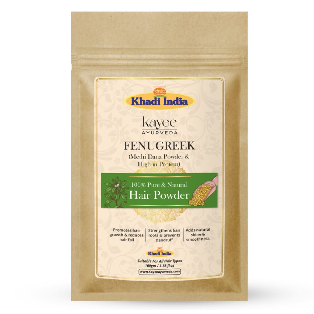 Kayee Ayurveda Methi Powder for Hair, Fenugreek Hair Mask & Hair Pack Powder for Nourishment, Conditioning & Scalp Care, Helps Improve the Appearance of Dry, Dull & Damaged-Looking Hair | 100 g