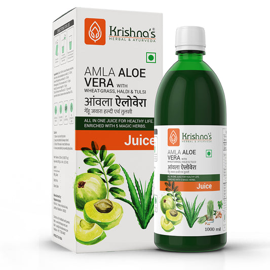 Krishna's Herbal & Ayurveda Amla Aloevera Wheatgrass Haldi Tulsi Juice