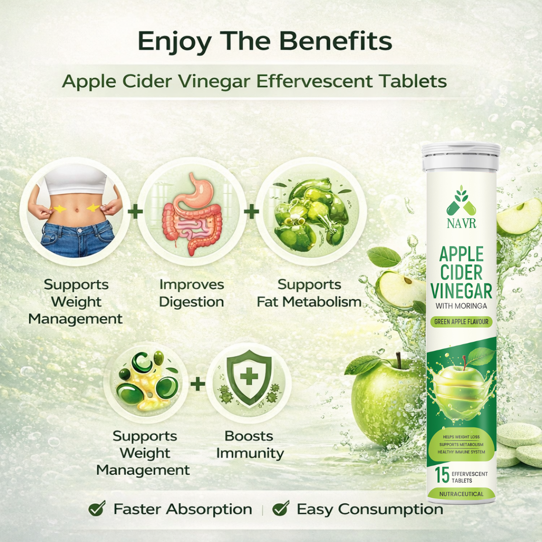 NAVR Apple Cider Vinegar & Moringa Effervescent Tablets for Weight Loss - 15ct
