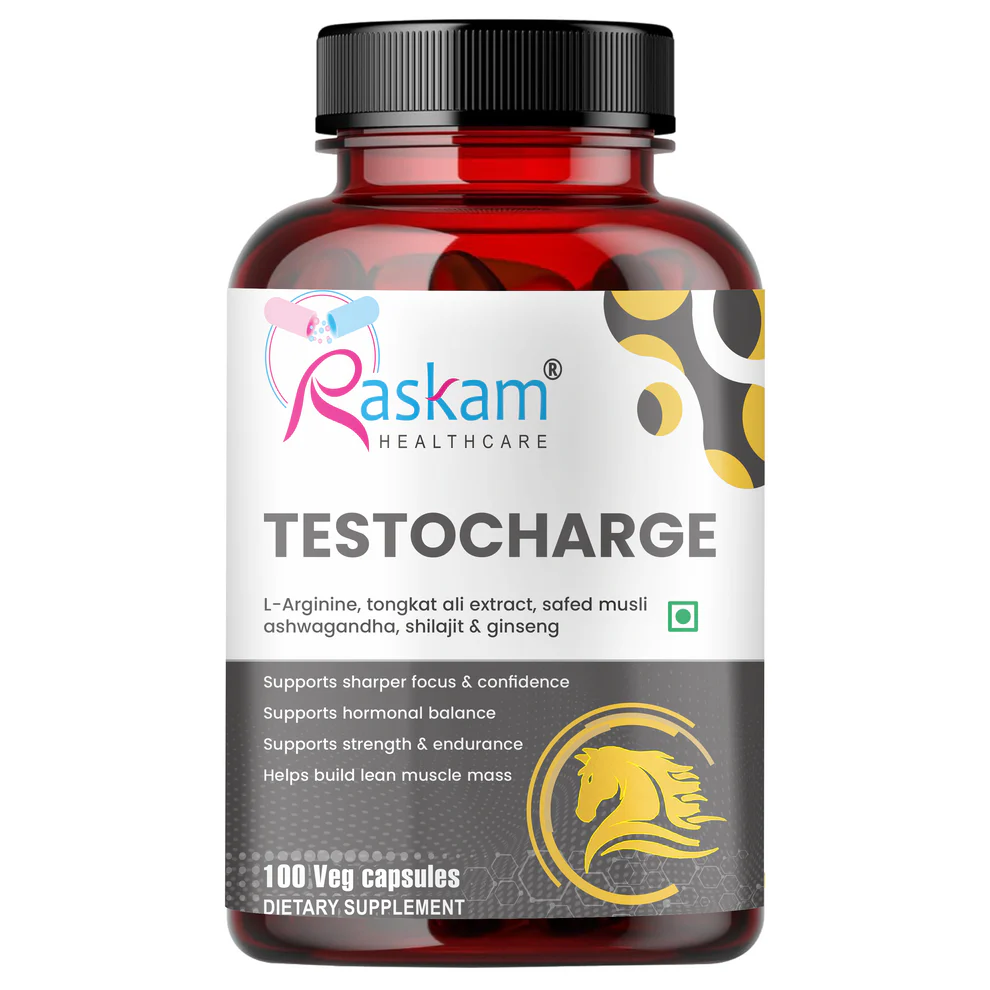 Raskam Testocharge - 100 Capsules Supports Strength & Stamina, For Men