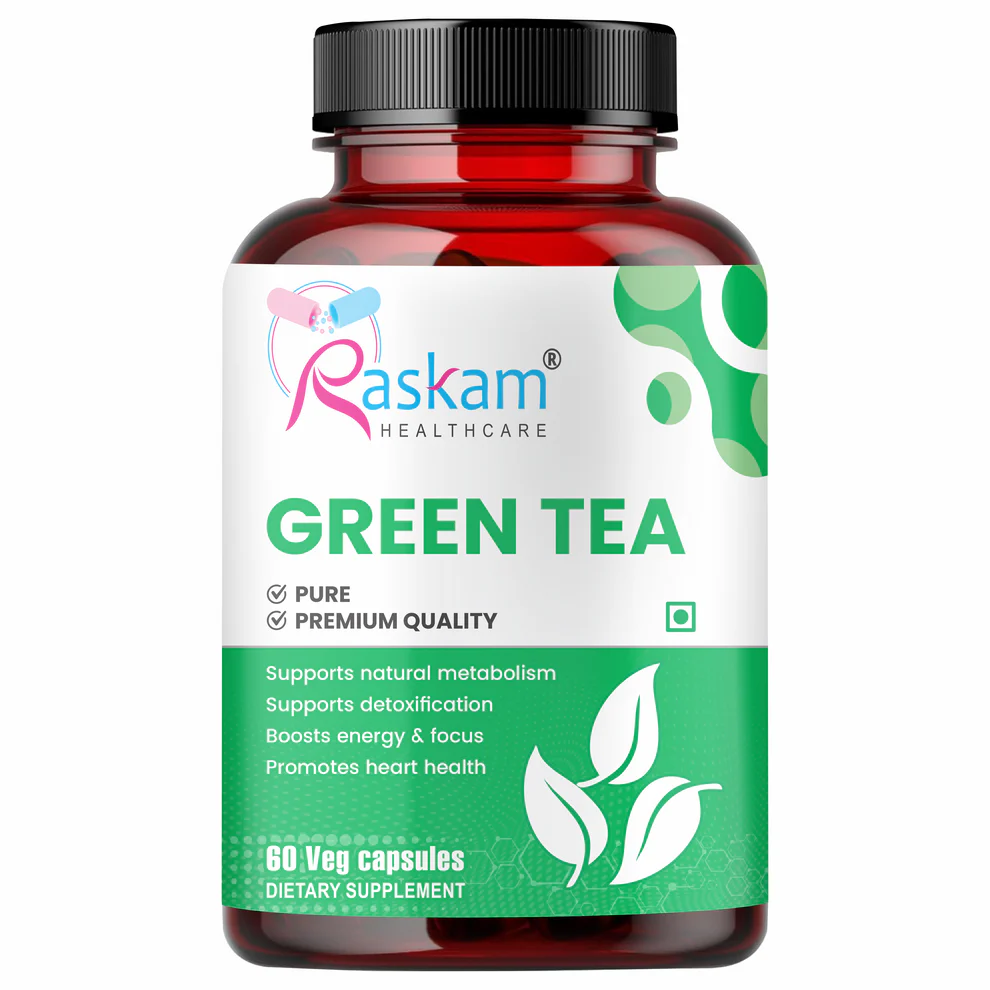 Raskam Green Tea Extract 500mg -60 Capsules with 90% Polyphenols & 45% EGCG- Weight Loss (Fat Burner) & Antioxidant