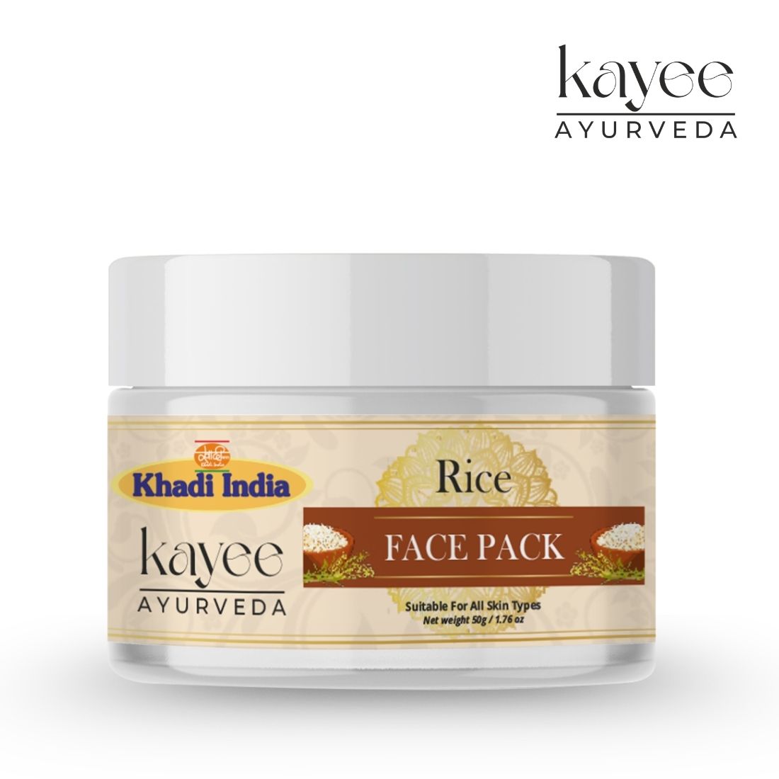 Kayee Ayurveda Rice Face Pack for Soft & Radiant-Looking Skin | Rice-Enriched Herbal Facial Mask for Men & Women | Helps Remove Dirt, Excess Oil & Surface Buildup for a Fresh, Smooth, Soft & Healthy-Looking Complexion