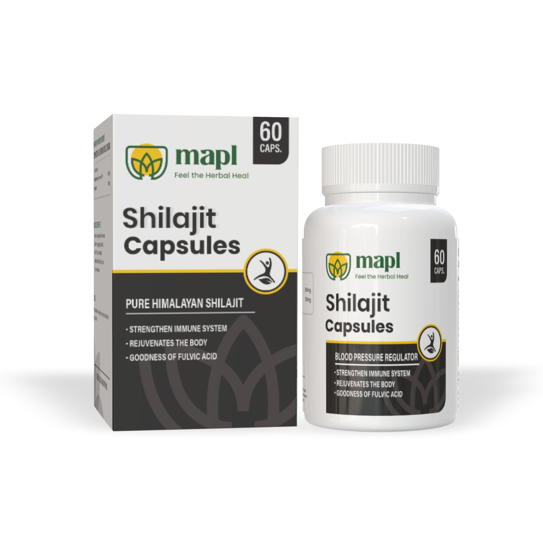 MAPL Pure Himalayan Shilajit Capsules | Ayurvedic Energy, Stamina & Vitality Support | Rich in Fulvic Acid & Minerals | 60 Capsules