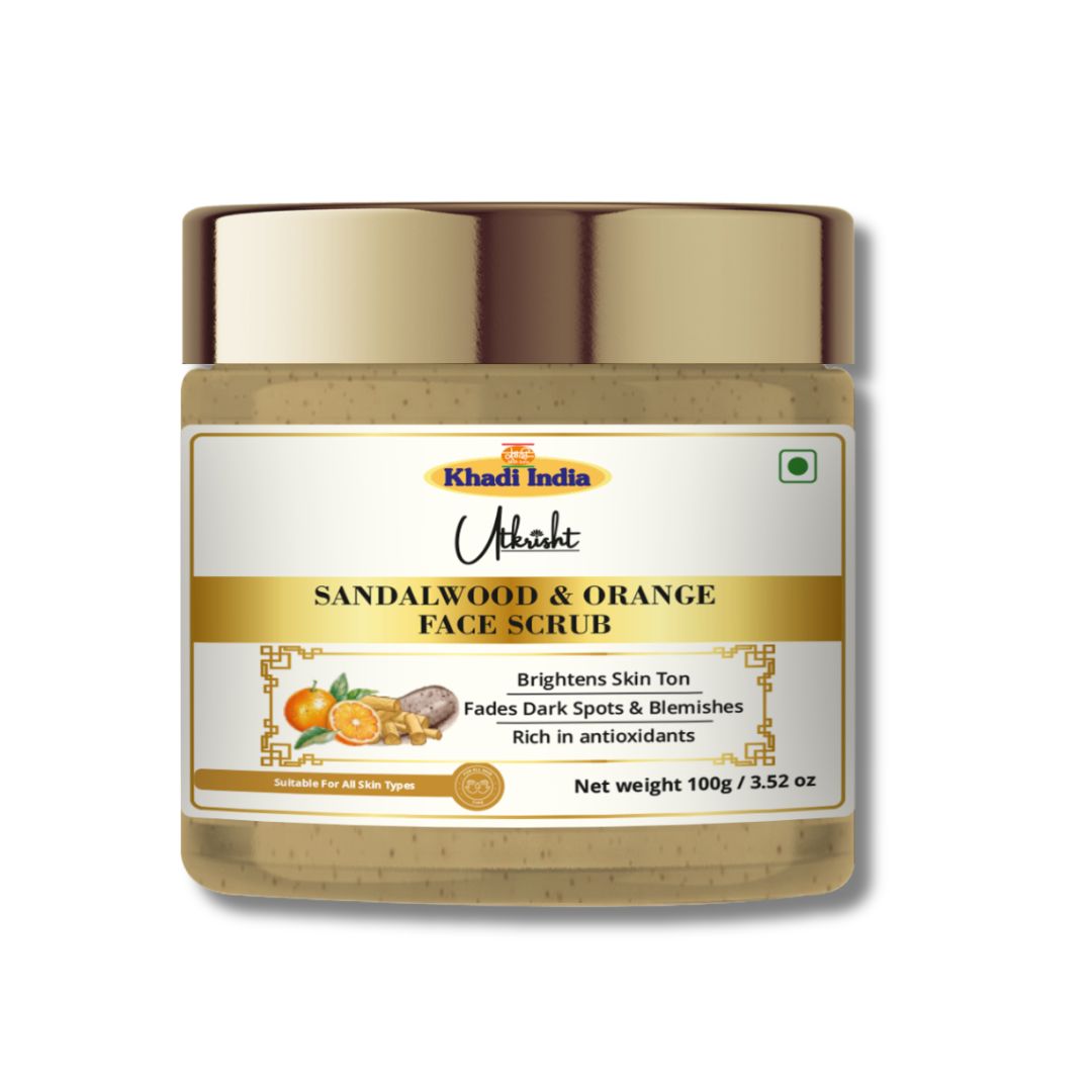 Khadi Sandal Face Scrub | Natural Sandalwood (Chandan) Exfoliating Scrub | Helps Remove Dead Skin, Dirt & Surface Impurities |  100 gm